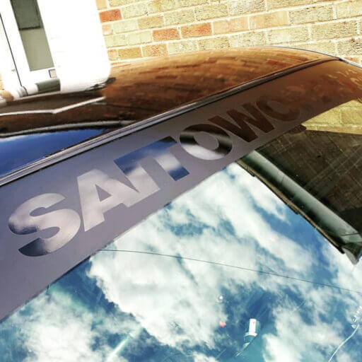 Alternative view of SaitoWorks.com 'BLACK EDITION' Sunstrip Windshield Banner
