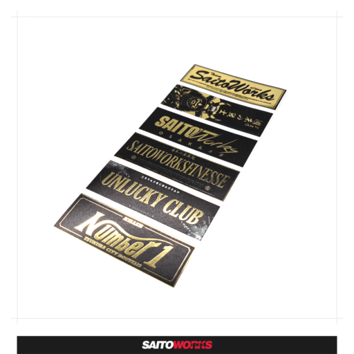 SaitoWorks Mini Slap Stickers | Pack #8 (Gold Chrome)