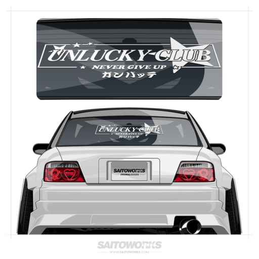Unlucky Club 'Never Give Up' Japan XL Rear Window Decal