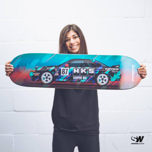 Alternative view of SaitoWorks HKS Super Oil Group A Nissan Skyline R32 GTR Premium JDM Skate Deck
