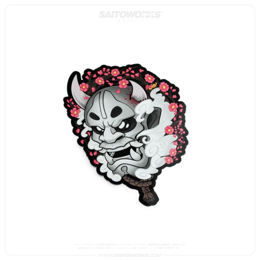 Cherry Blossom Japanese Hannya Mask Sticker