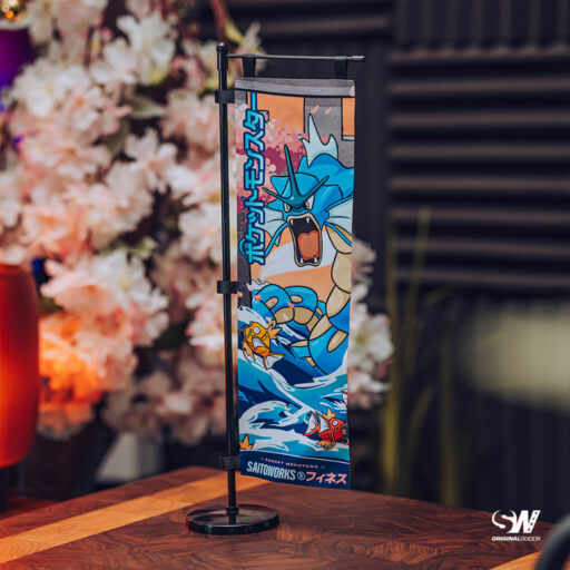 Alternative view of Gyarados 'Great Wave of Japan' Mini Nobori Flag