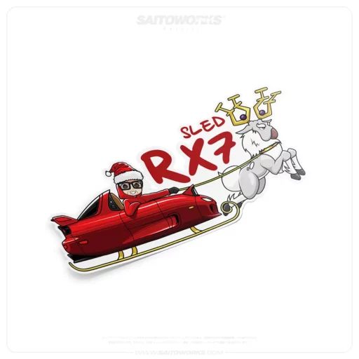 FD RX7 Sled Santa Sticker