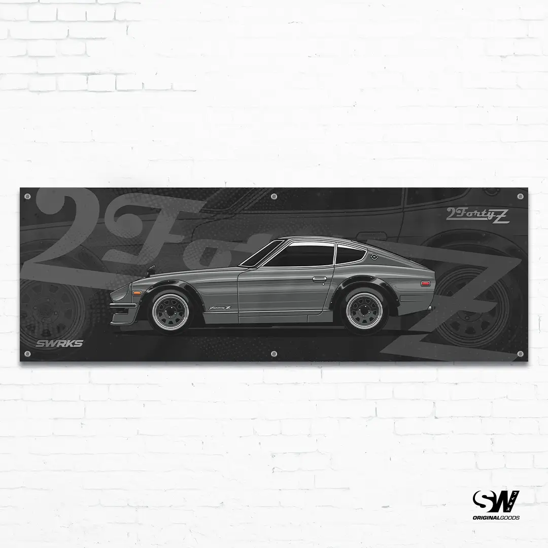 2FORTYZ Nissan 240z Garage Banner - Heritage Collection 1 A Nissan 240z garage Banner