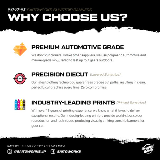 SAITOWORKS® White Cherry Blossom Sunstrip Windshield Banner 7